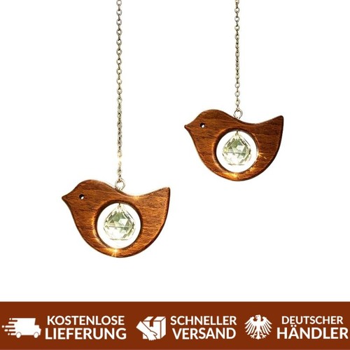 Vögel holz kristall - 2x,